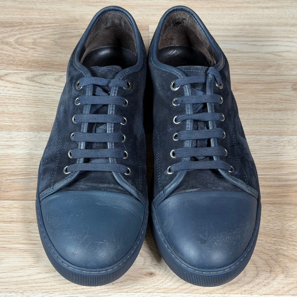 Lanvin DBB1 Sneakers Mens Size 10 Navy Blue Suede Cap Toe Shoes Preppy Portugal - Picture 3 of 10